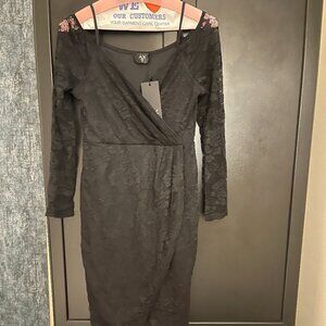 Ax Paris Black Lace Wrap Midi Dress - Size 10 New With Tags - Holidays!!